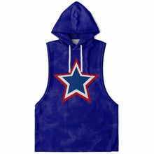 Load image into Gallery viewer, Red, White and Blue Star Blue Drop Armhole Hoodie
