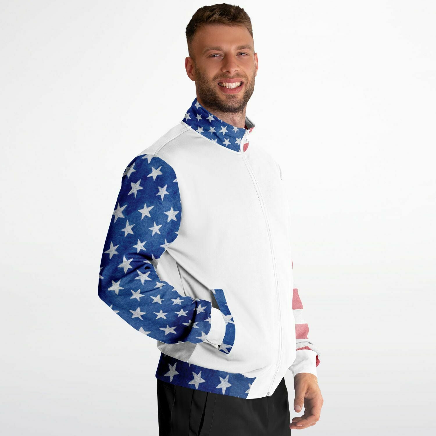 Stars and Stripes Watercolor Ladies Track Jacket