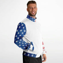 Load image into Gallery viewer, Stars and Stripes Watercolor Ladies Track Jacket
