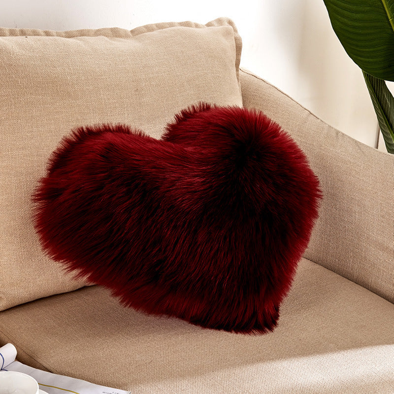 Fuzzy Heart Throw Pillow