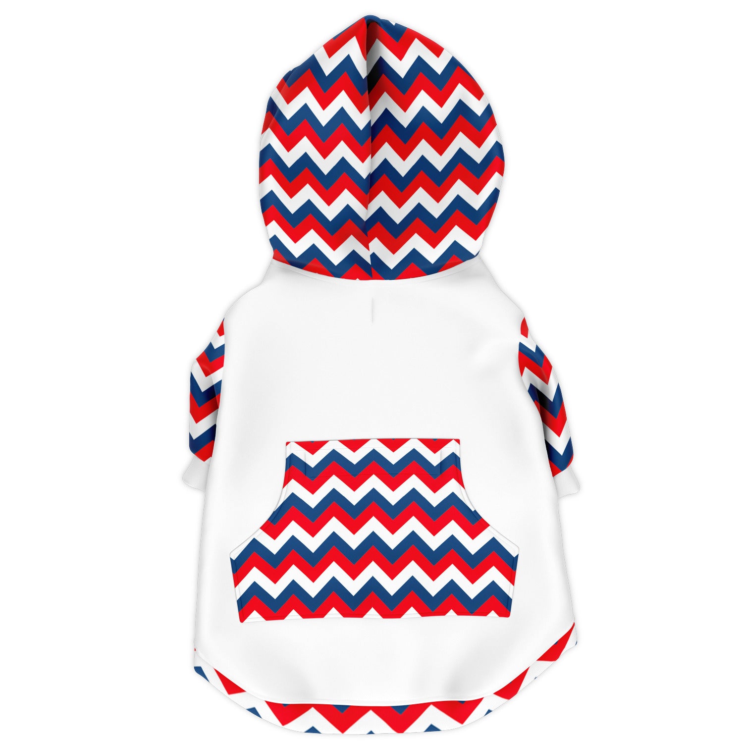 Red White and Blue Zig Zag Athletic Dog Zip-Up Hoodie