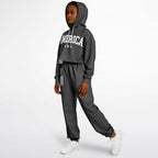 Ladies America Black Acid Wash Dance Hoodie & Sweatpants Set