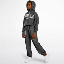 Load image into Gallery viewer, Ladies America Black Acid Wash Dance Hoodie &amp; Sweatpants Set
