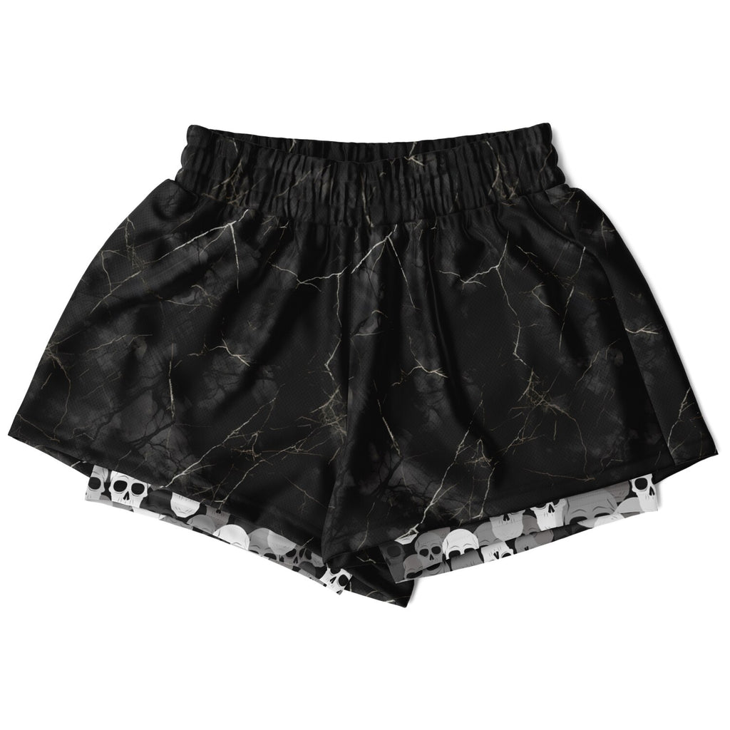 Pile of Skulls black Women's 2-in-1 Shorts