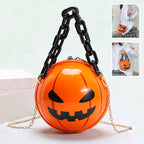 Halloween Cartoon Pumpkin Ball Shoulder Handbag With Chain
