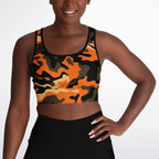 Orange Camo Mesh Padded Sports Bra