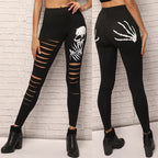 Women's Skeleton Ripped Leggings