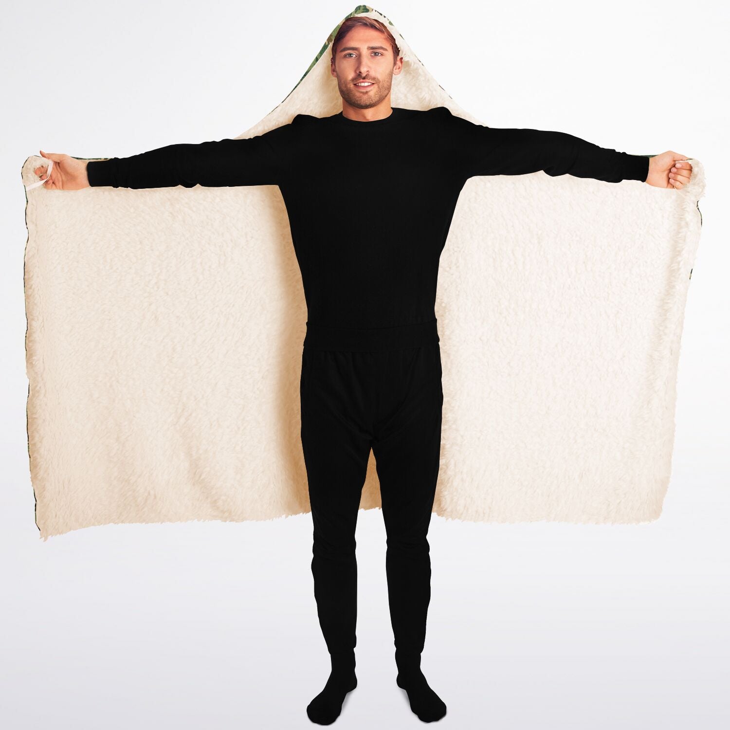 Tree Branch Camouflage Hooded Blanket Sherpa