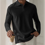Mens Textured Long Sleeve Polo Shirts