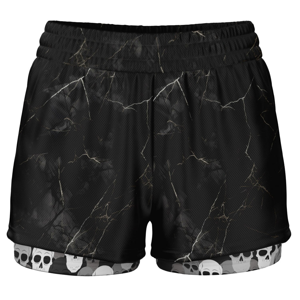 Pile of Skulls black Women's 2-in-1 Shorts