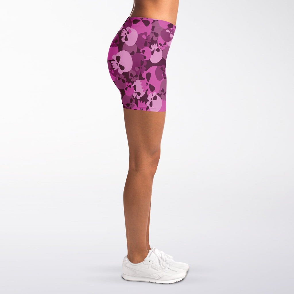 Pink Skulls Biker Shorts