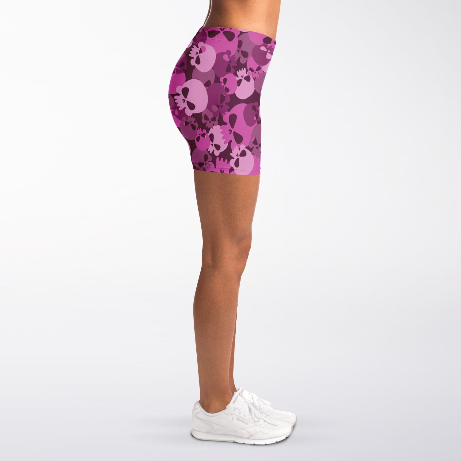 Pink Skulls Biker Shorts