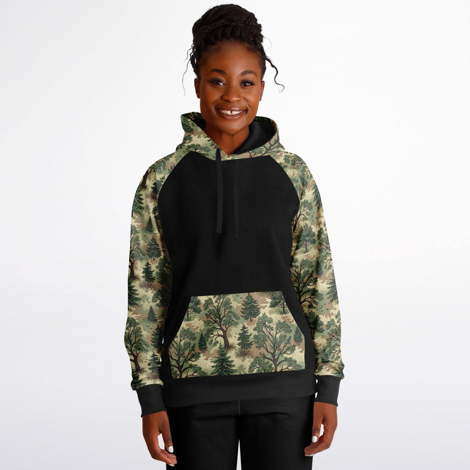 Forest Camo Black Raglan Hoodie