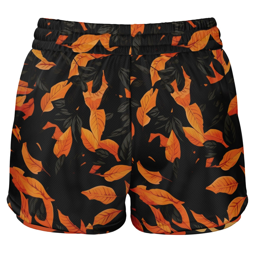 Orange Leave Forest Camo Women's 2-in-1 Shorts