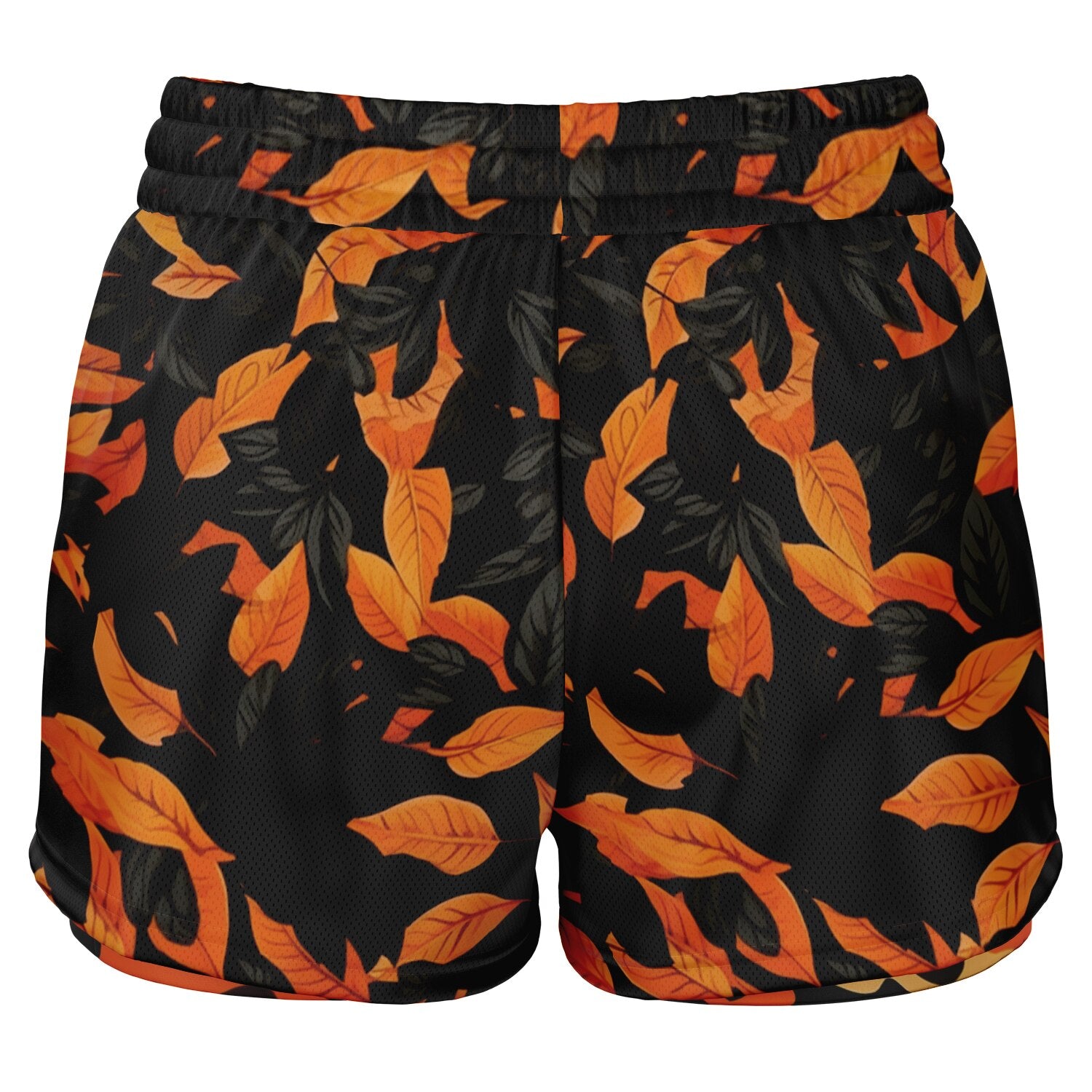 Orange Leave Forest Camo Women's 2-in-1 Shorts