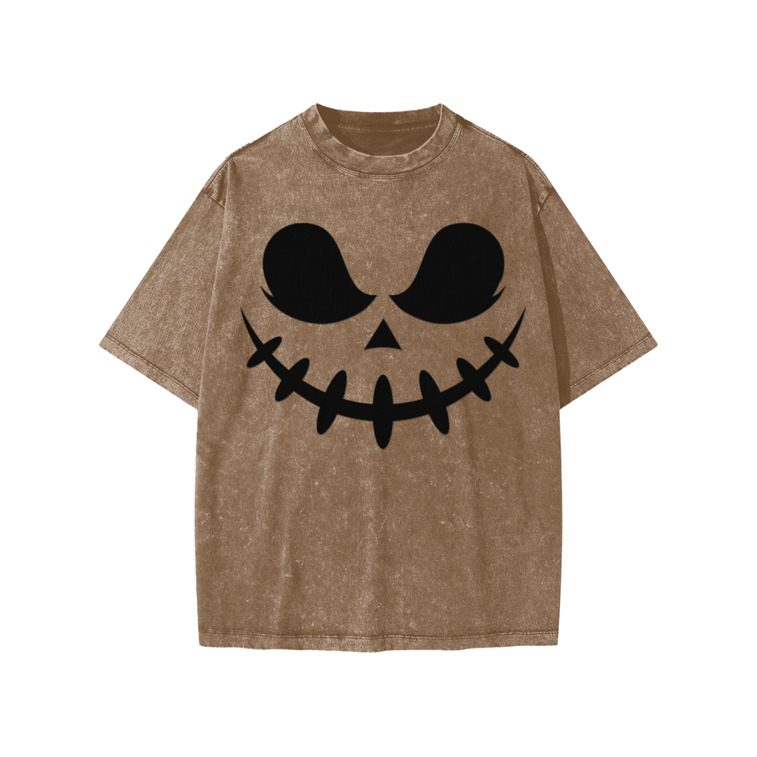 Brown Monster Face Snow Washed Kids' T-shirt