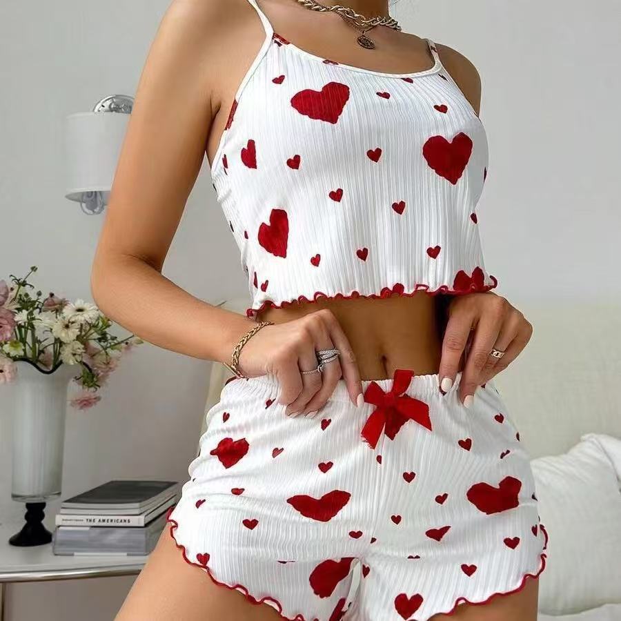 Women's Heart Pajamas Two-Piece tank top/short Set