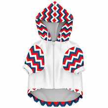 Load image into Gallery viewer, Red White and Blue Zig Zag Athletic Dog Zip-Up Hoodie
