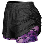 Purple Skulls Women's 2-in-1 Shorts - AOP