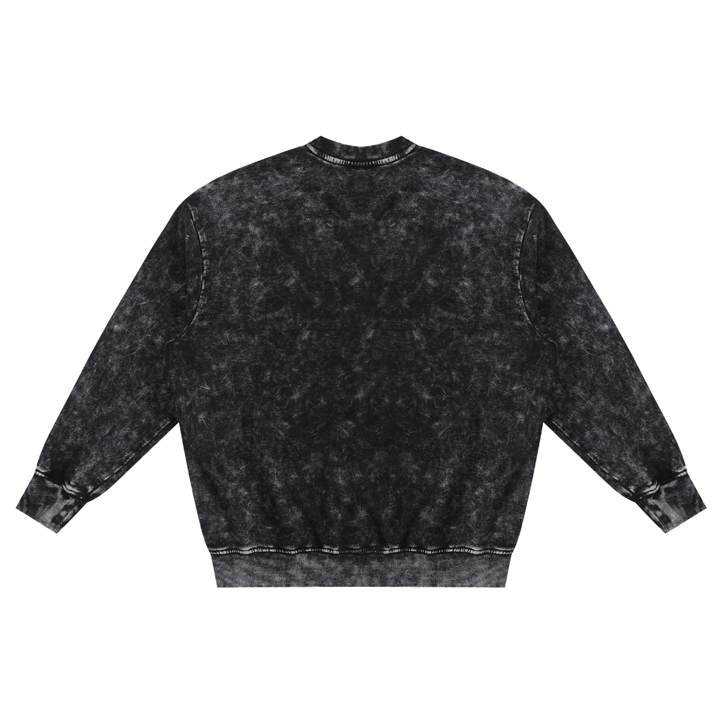 Wicked Smile Black Snow Washed Hand-Frayed Unisex Sweatshirt