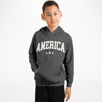 America Black Acid Wash Kids Hoodie