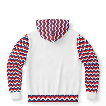 Load image into Gallery viewer, Red, White and Blue Zig Zag Ladies Pull Over Hoodie
