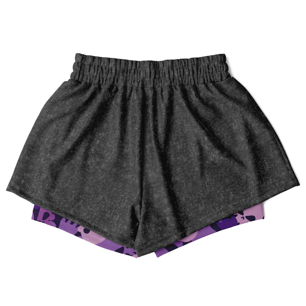 Purple Skulls Women's 2-in-1 Shorts - AOP