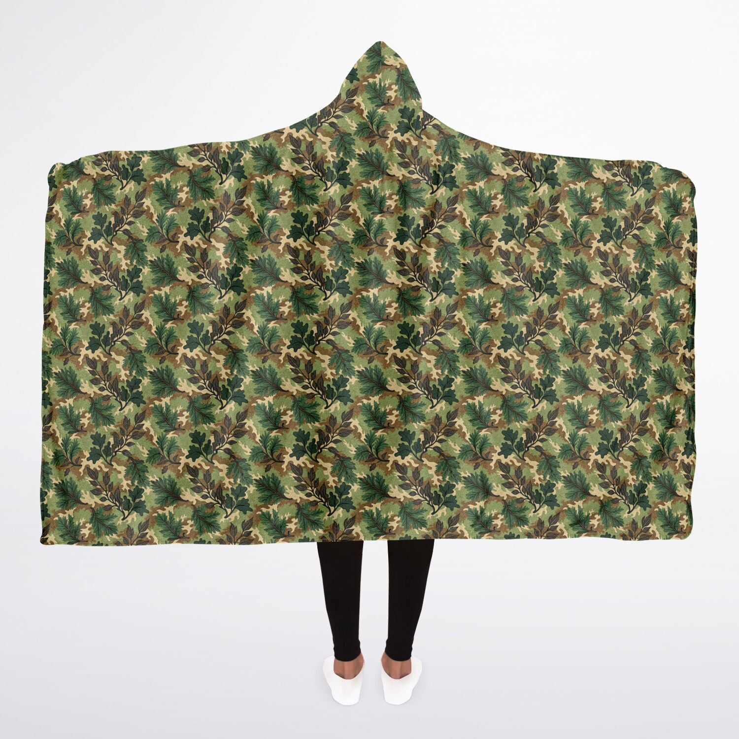 Tree Branch Camouflage Hooded Blanket Sherpa