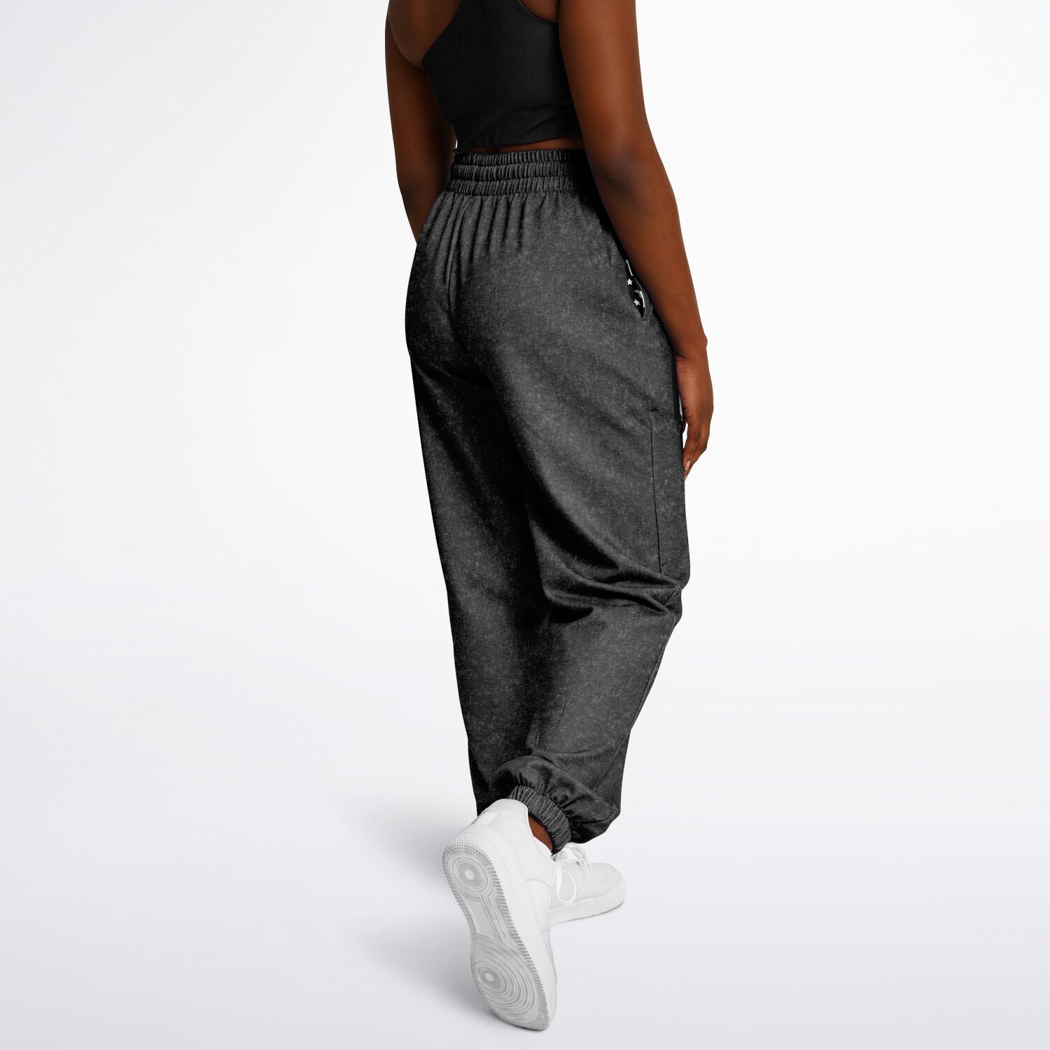 Ladies American Drip Black Acid Wash Dance Sweatpants