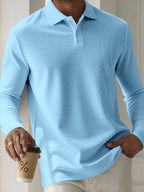 Mens Textured Long Sleeve Polo Shirts