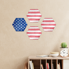 Load image into Gallery viewer, Stars and Stripes Hexagon Wall Tiles Set of 4
