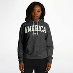 Ladies America Black Acid Wash Hoodie
