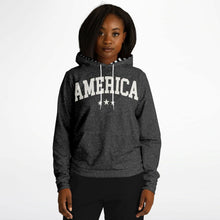 Load image into Gallery viewer, Ladies America Black Acid Wash Hoodie
