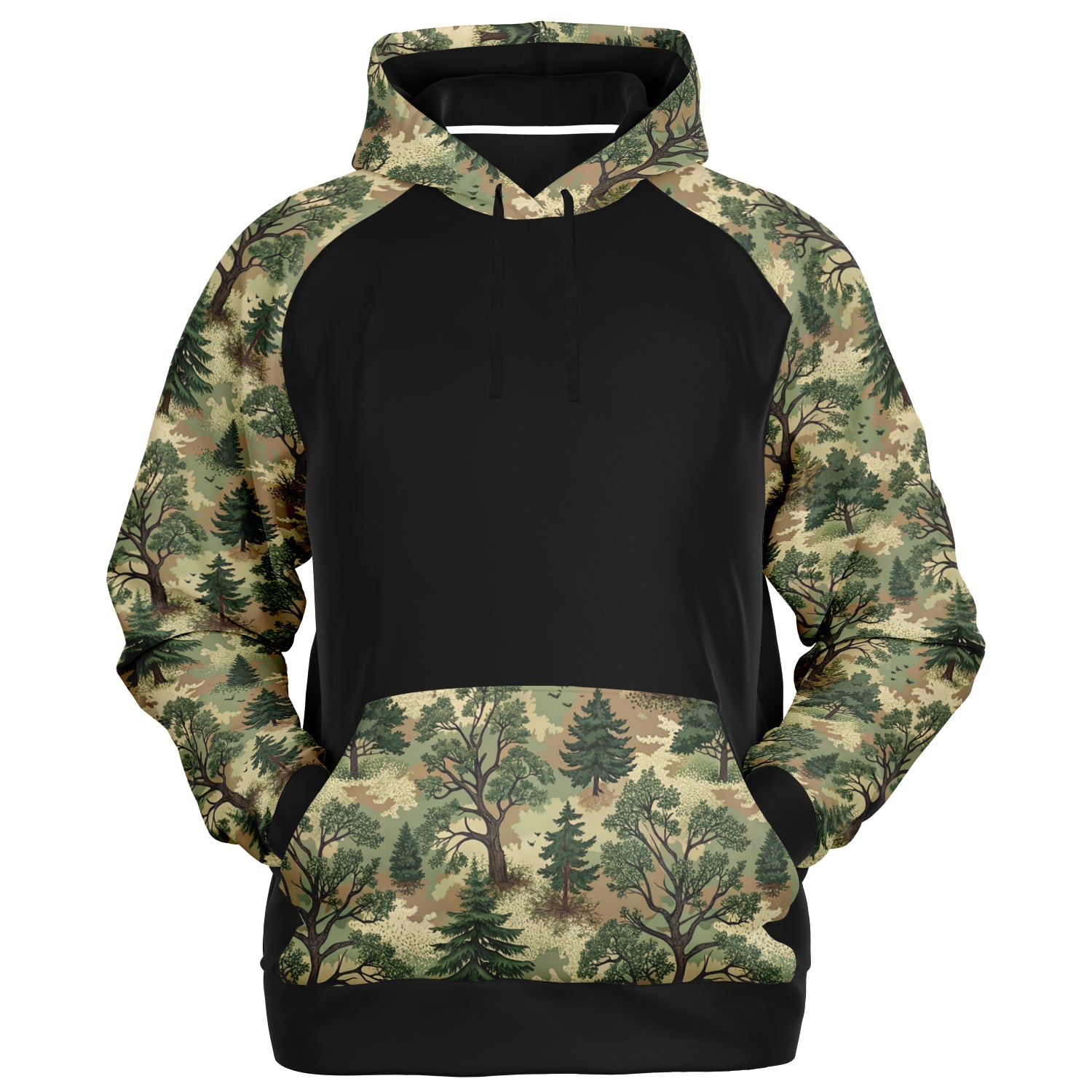 Forest Camo Black Raglan Hoodie