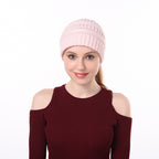 Womens Knitted Ponytail Hat Winter Warm Cap