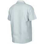 Ice Blue Speckled Men's Spread Collar Short Sleeve Button-Down Shirt