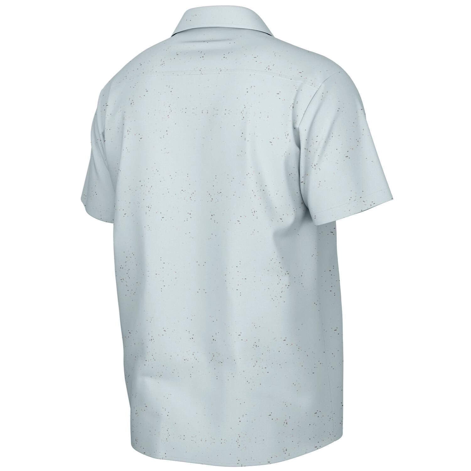 Ice Blue Speckled Men's Spread Collar Short Sleeve Button-Down Shirt