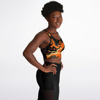 Orange Camo Mesh Padded Sports Bra