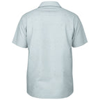 Ice Blue Speckled Men's Spread Collar Short Sleeve Button-Down Shirt