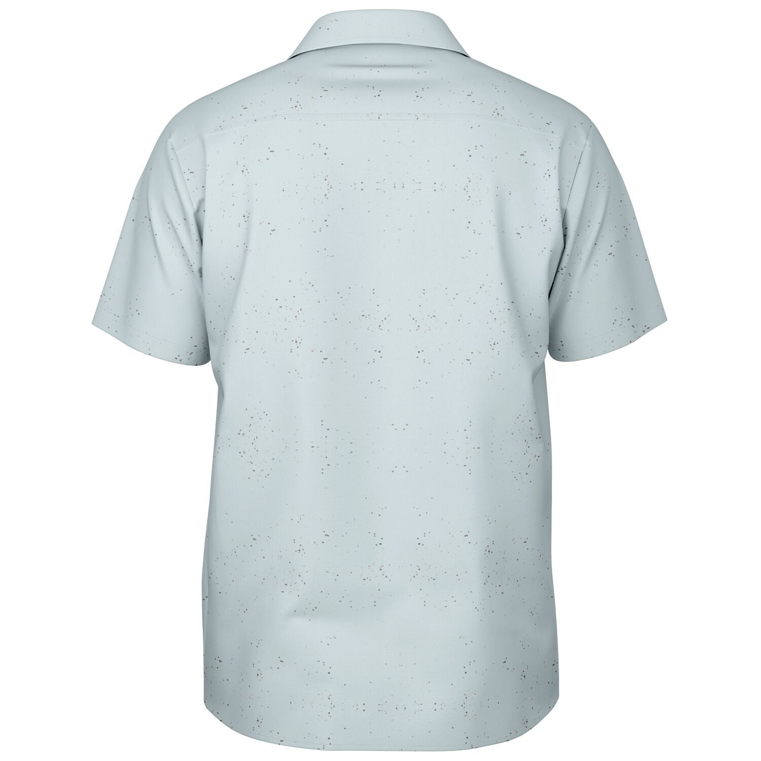 Ice Blue Speckled Men's Spread Collar Short Sleeve Button-Down Shirt