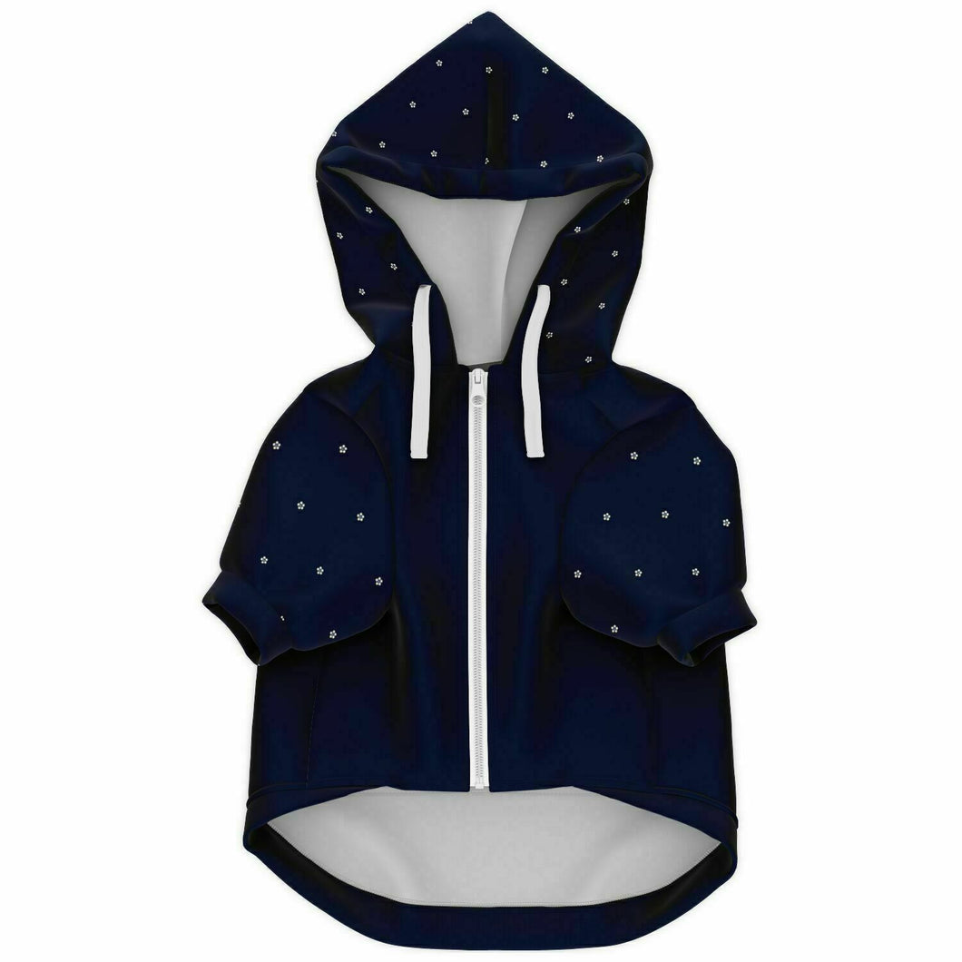 Blue Winter Xmas Tree Dog Zip-Up Hoodie