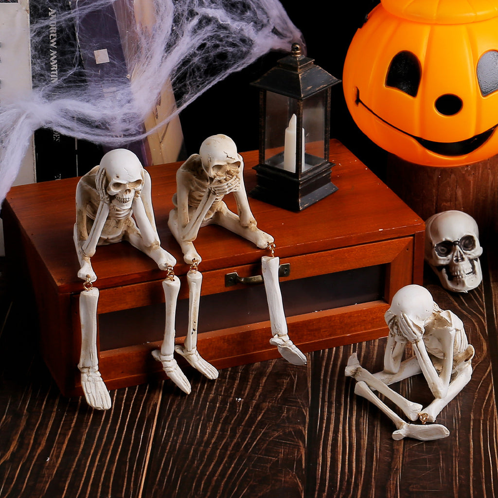 Halloween Skeleton Hear no evil, Speak no Evil, see no Evil Resin Decorations