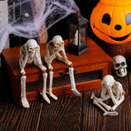 Halloween Skeleton Hear no evil, Speak no Evil, see no Evil Resin Decorations