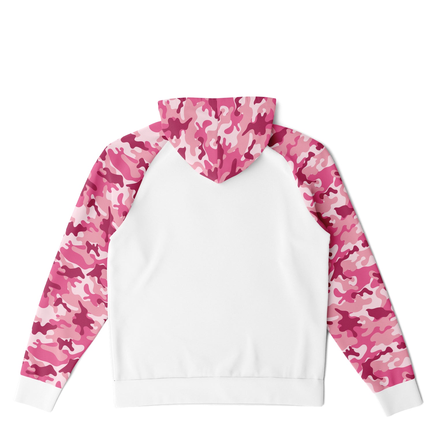 Ladies White and Pink Camo Raglan Hoodie