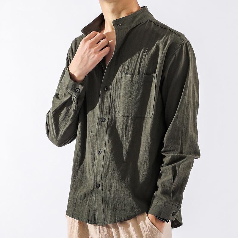 Men's Linen Long Sleeve Shirt Casual Top