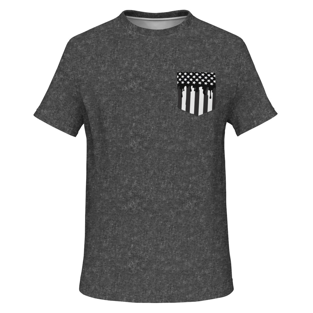 American Drip Black Acid Wash Men's Pocket T-shirt