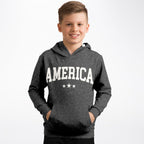America Black Acid Wash Kids Hoodie