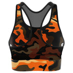 Orange Camo Mesh Padded Sports Bra