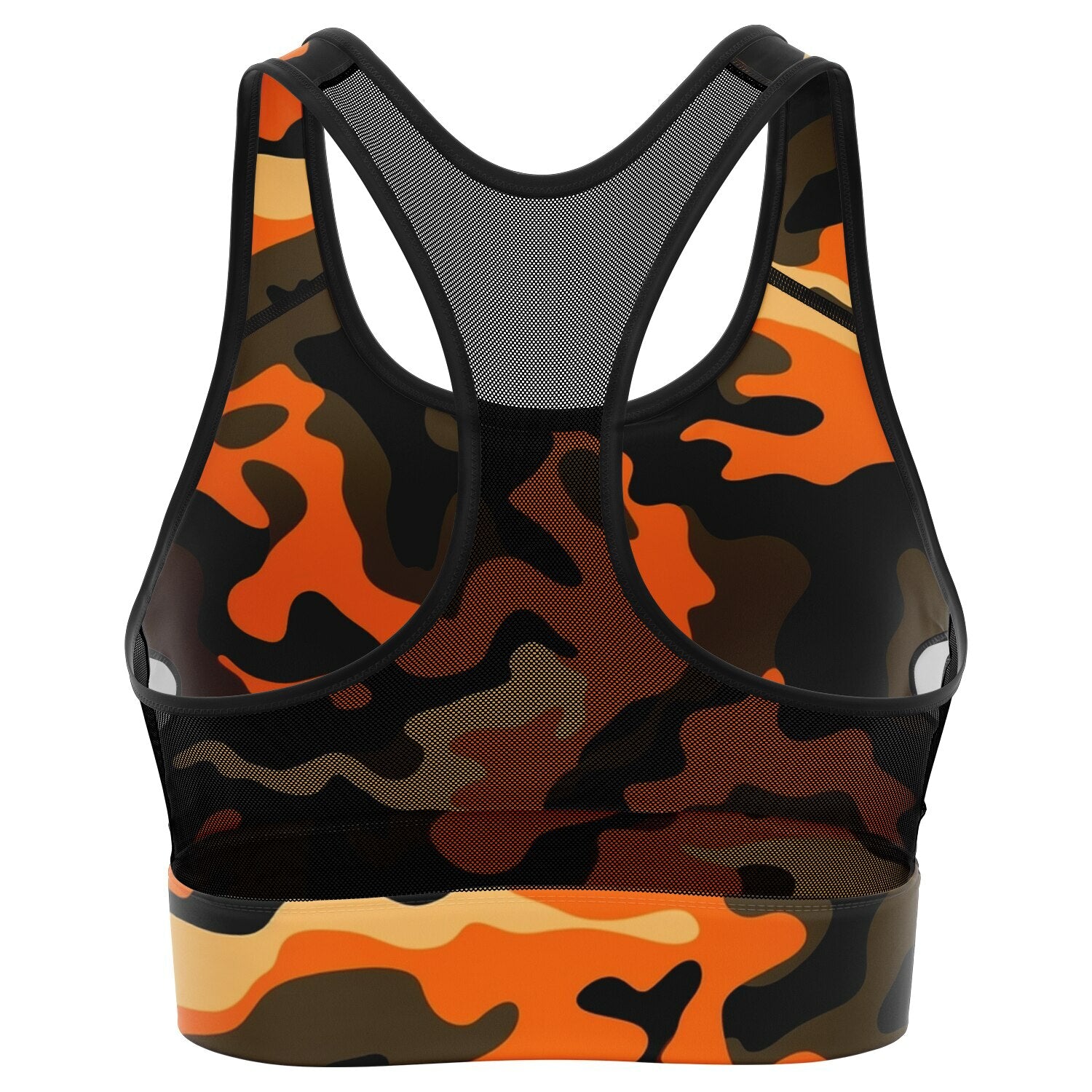 Orange Camo Mesh Padded Sports Bra