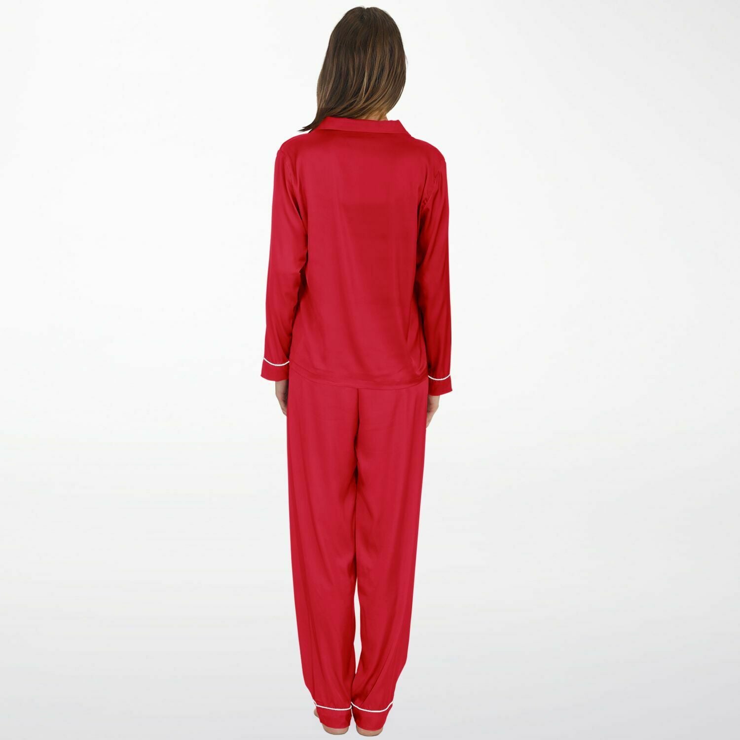 Women's Cherry Red Premium Satin Pajamas